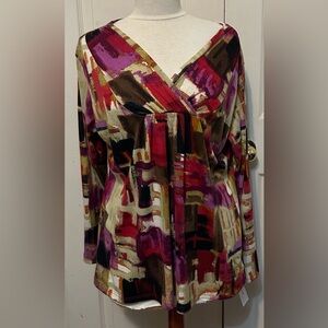 Hannah Multicolor Abstract Print X-Large Long Sleeve Top